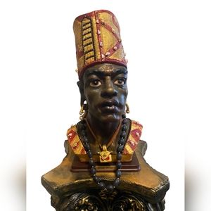 African Heritage Chalkware Statue Bust 15" Tall Beautiful African Man.